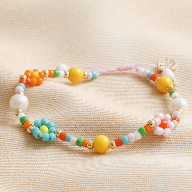 Daisy beaded bracelet, vintage fashion design, FLOWER POWER, handmade in  USA | eBay