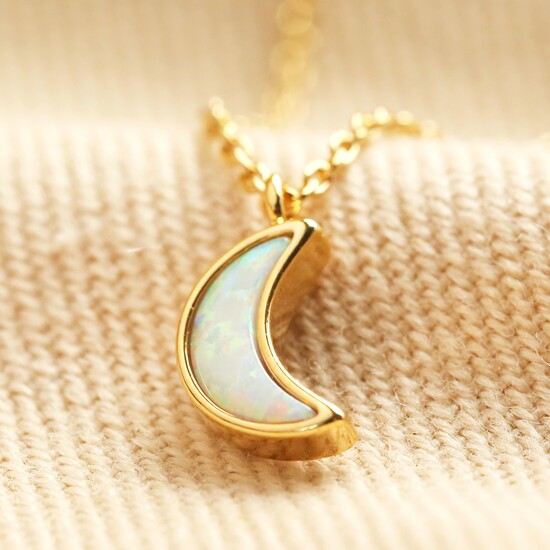 Opal crescent sales moon necklace